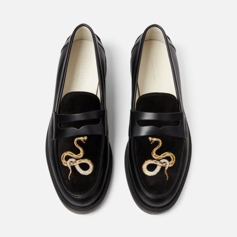 Wilde Snake Embroidered Penny Loafer - Men's sold by Duke + Dexter