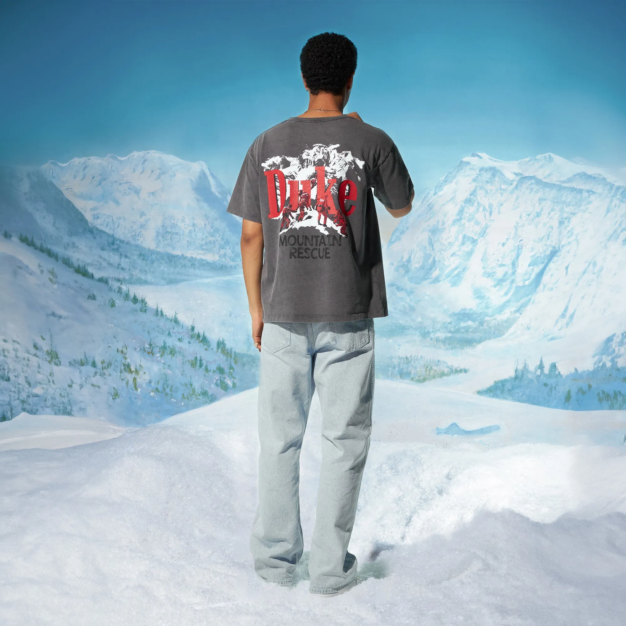 DWS Mountain Rescue Washed Grey T-Shirt sold by Duke + Dexter product image thumbnail 2