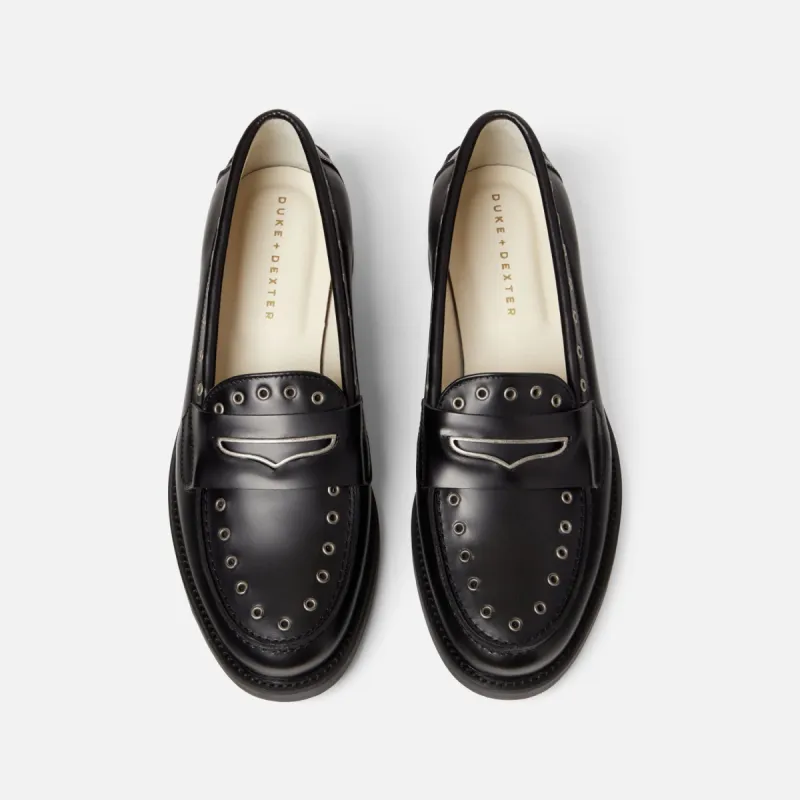 Wilde Silver Rivet Penny Loafer - Women's sold by Duke + Dexter
