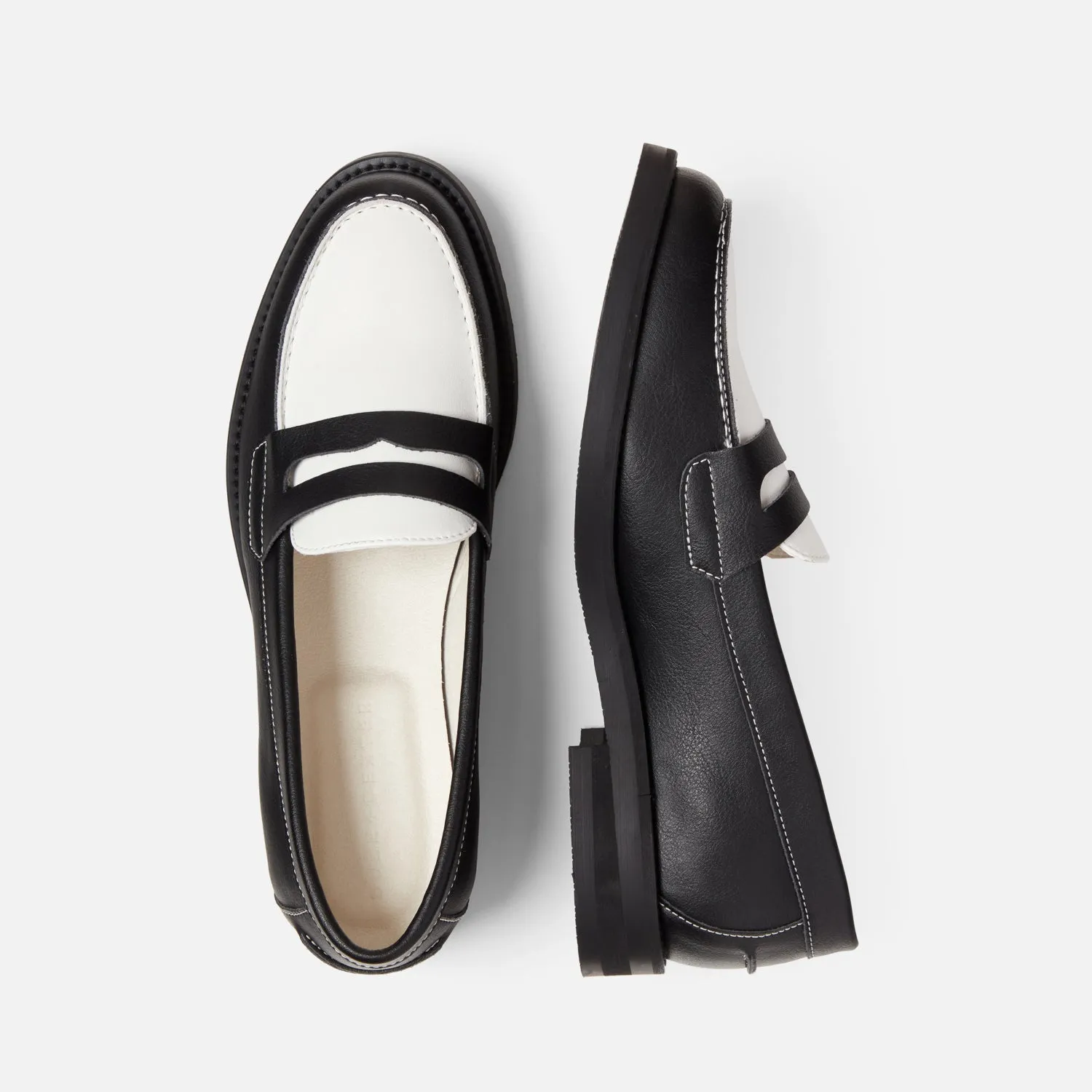 Wilde Black + White Vegan Penny Loafer - Women's sold by Duke + Dexter product image thumbnail 4