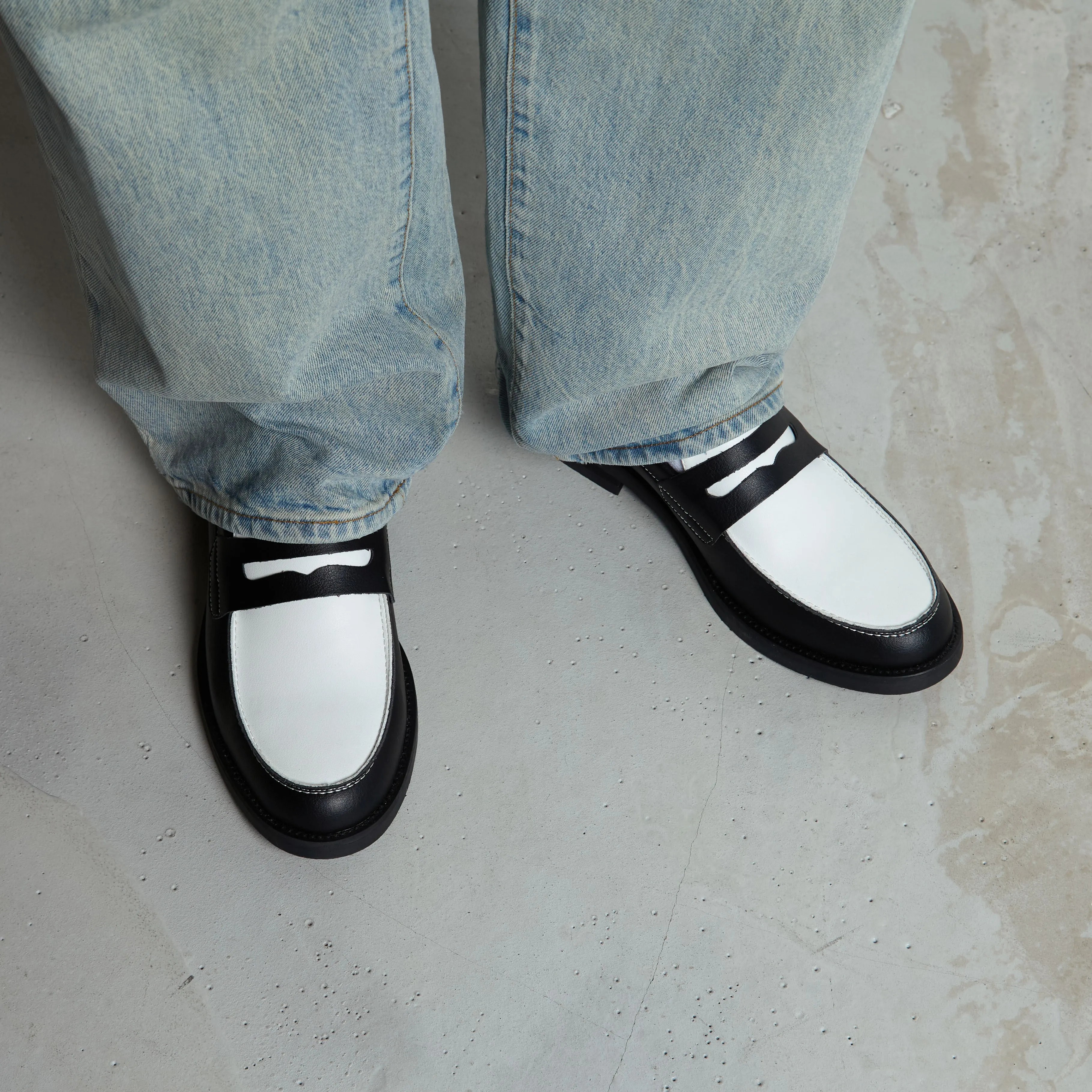 Wilde Black + White Vegan Penny Loafer - Men's sold by Duke + Dexter product image thumbnail 2