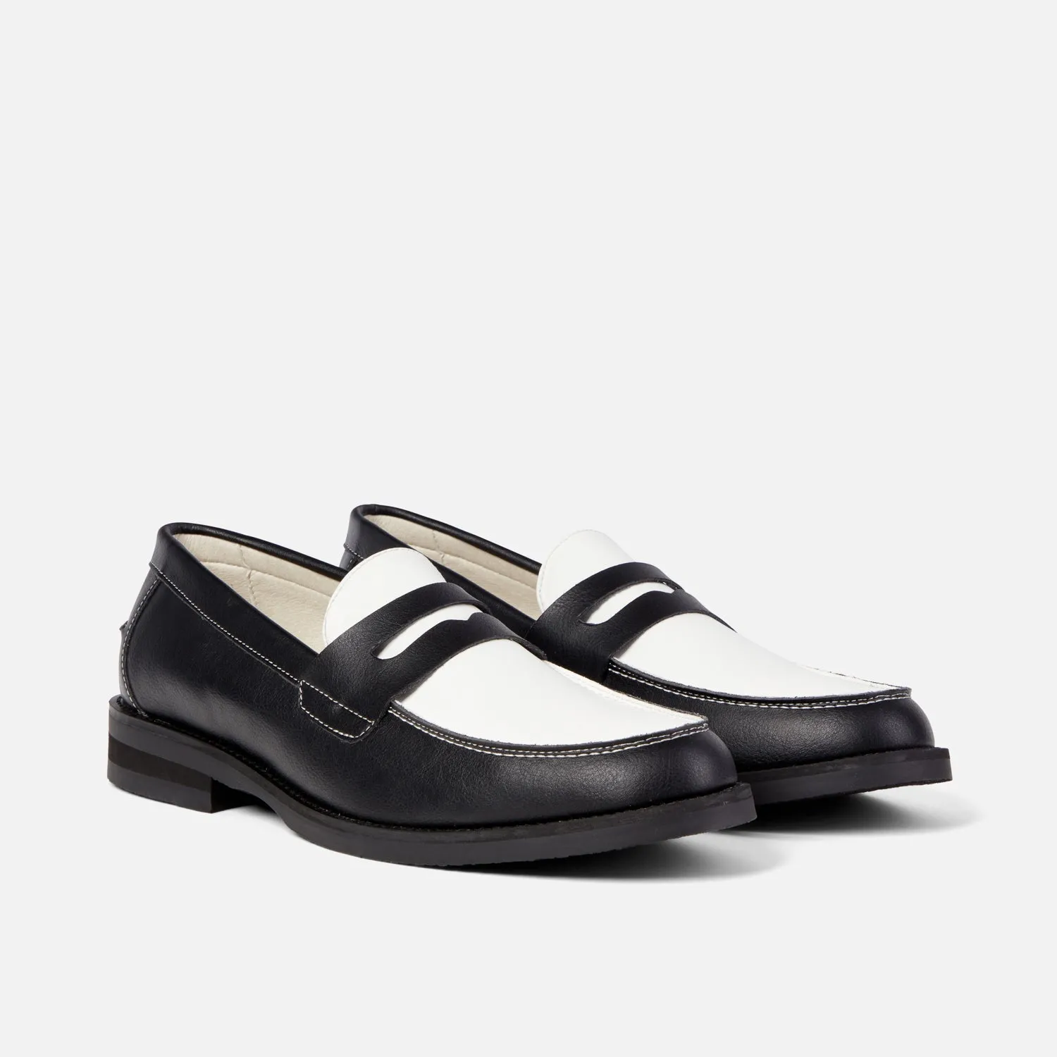 Wilde Black + White Vegan Penny Loafer - Men's sold by Duke + Dexter product image thumbnail 3