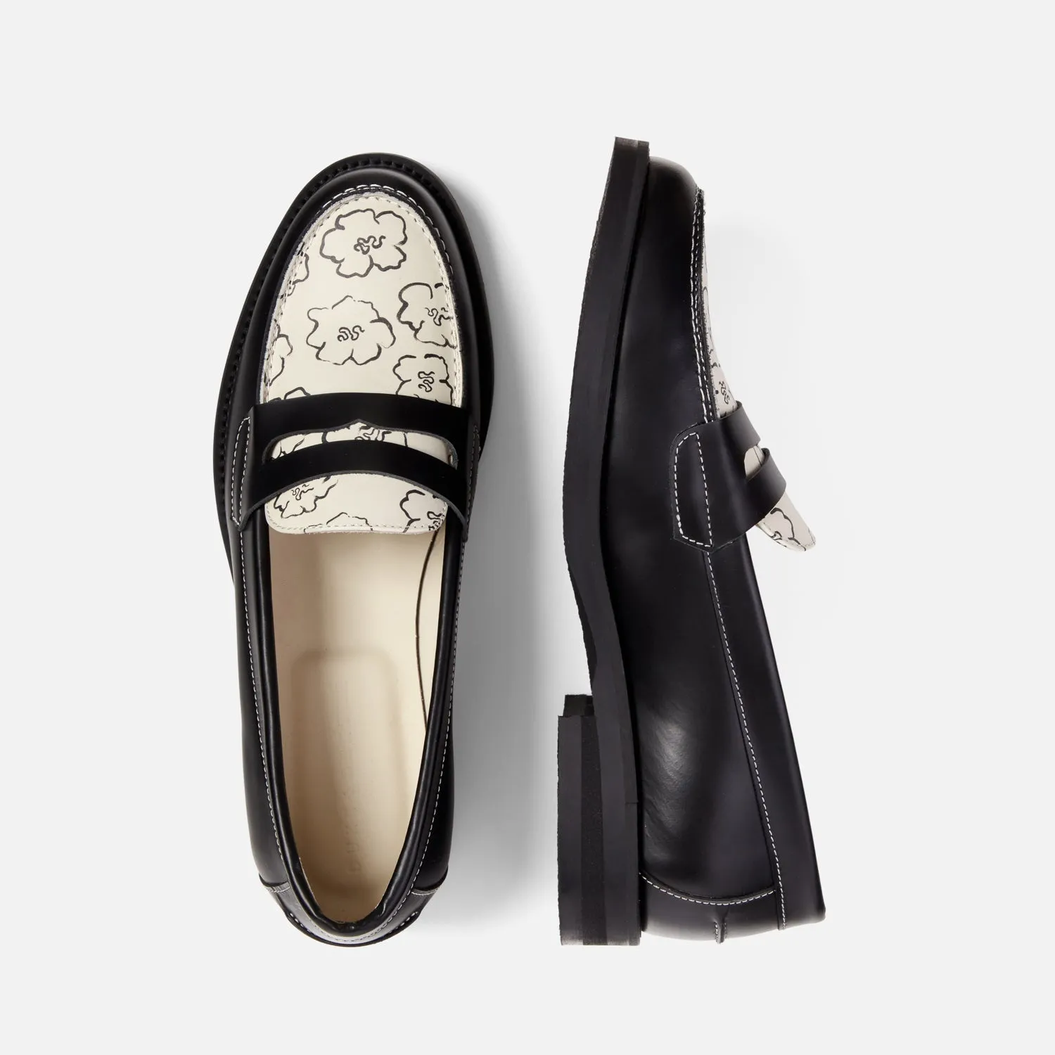 Wilde Black Sketch Floral Penny Loafer - Women's sold by Duke + Dexter product image thumbnail 5