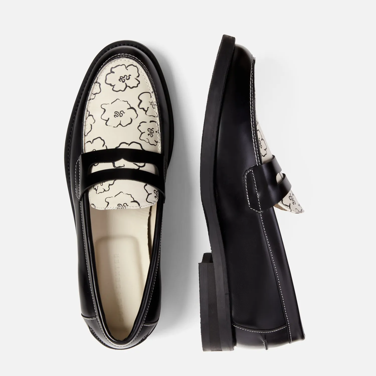 Wilde Black Sketch Floral Penny Loafer - Men's sold by Duke + Dexter product image thumbnail 5