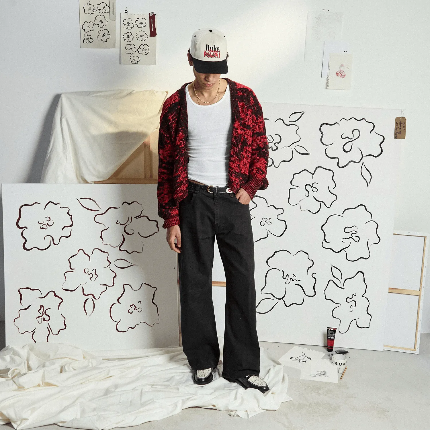 Wilde Black Sketch Floral Penny Loafer - Men's sold by Duke + Dexter product image thumbnail 2