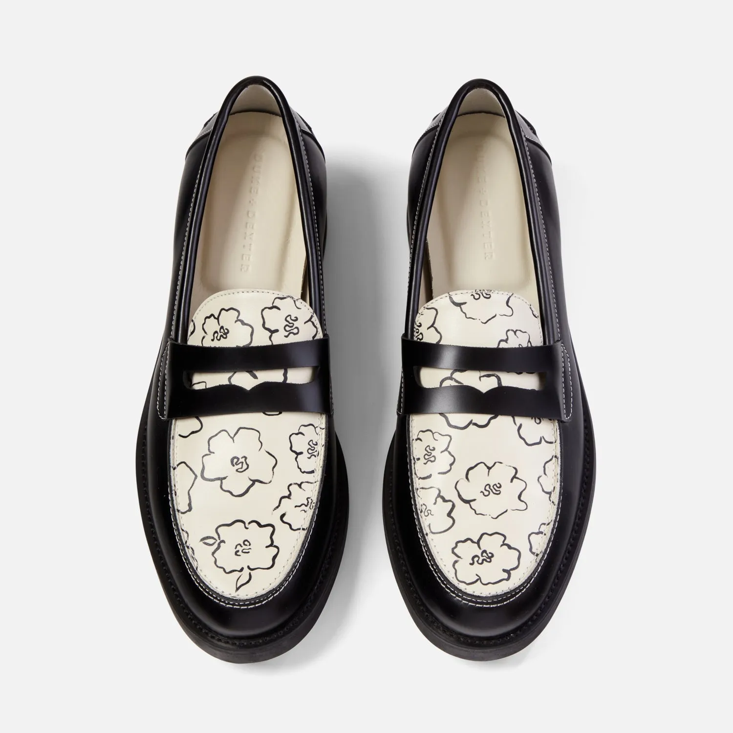 Wilde Black Sketch Floral Penny Loafer - Men's sold by Duke + Dexter