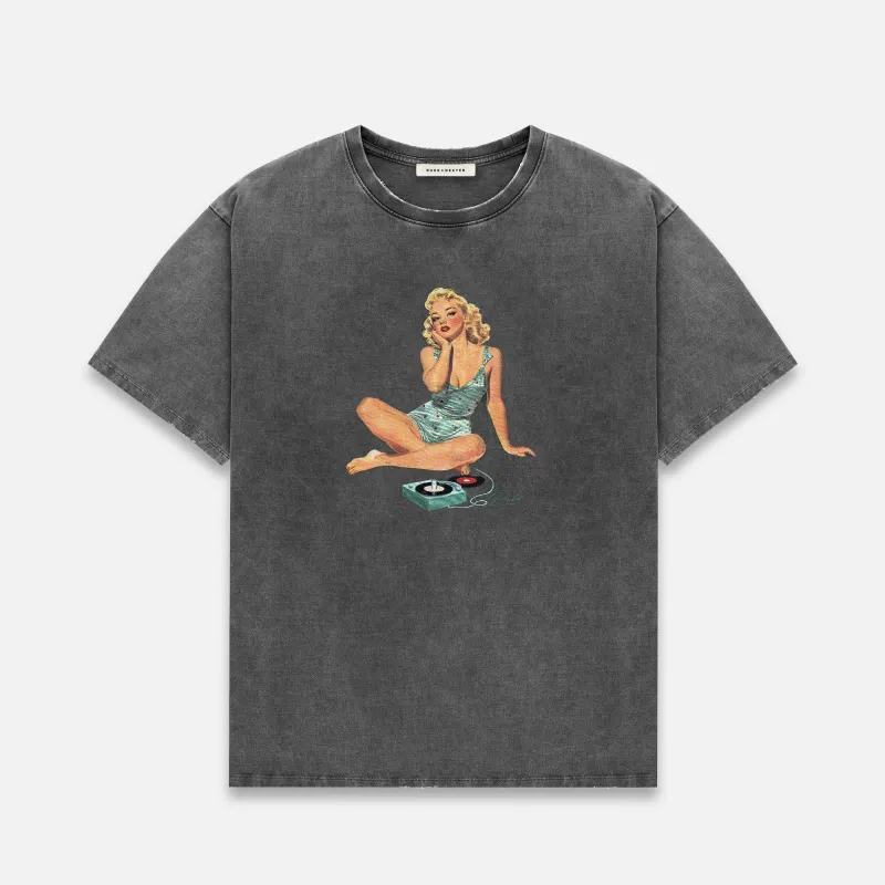 Pin Up II Washed Grey T-Shirt sold by Duke + Dexter