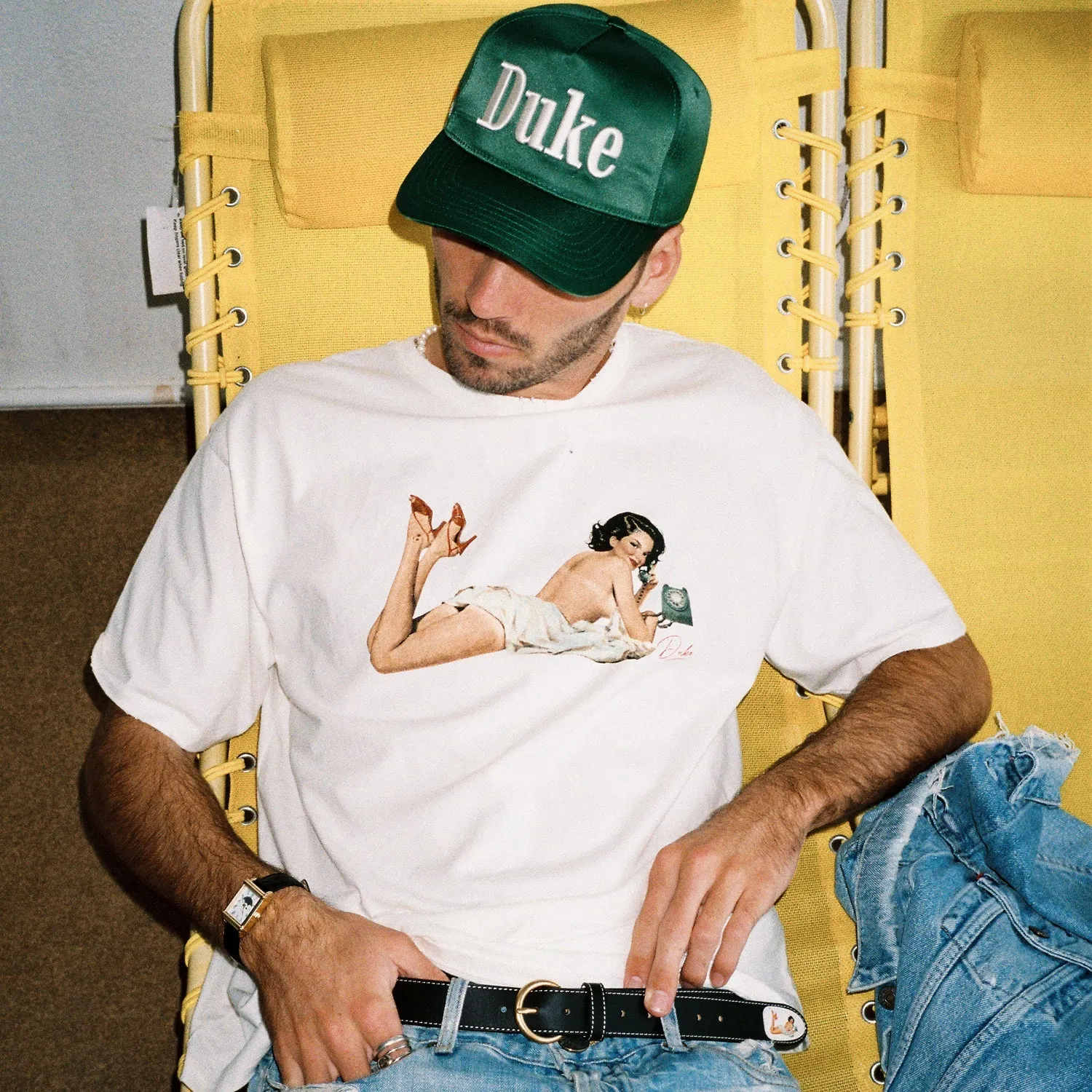 Pin Up I Vintage White T-Shirt sold by Duke + Dexter product image thumbnail 2