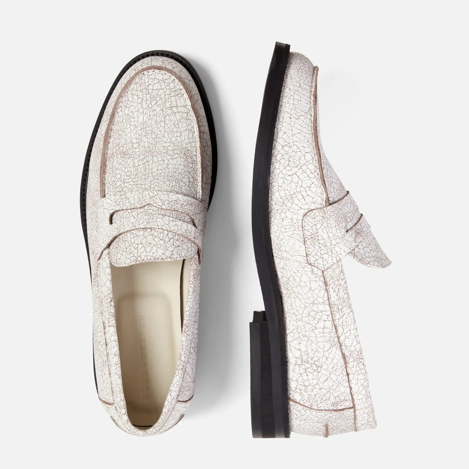 Wilde White Cracked Penny Loafer - Men's sold by Duke + Dexter product image thumbnail 5