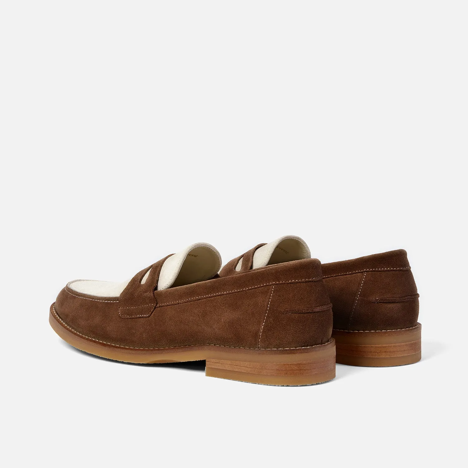 Wilde Chocolate + White Suede Penny Loafer - Men's sold by Duke + Dexter product image thumbnail 5