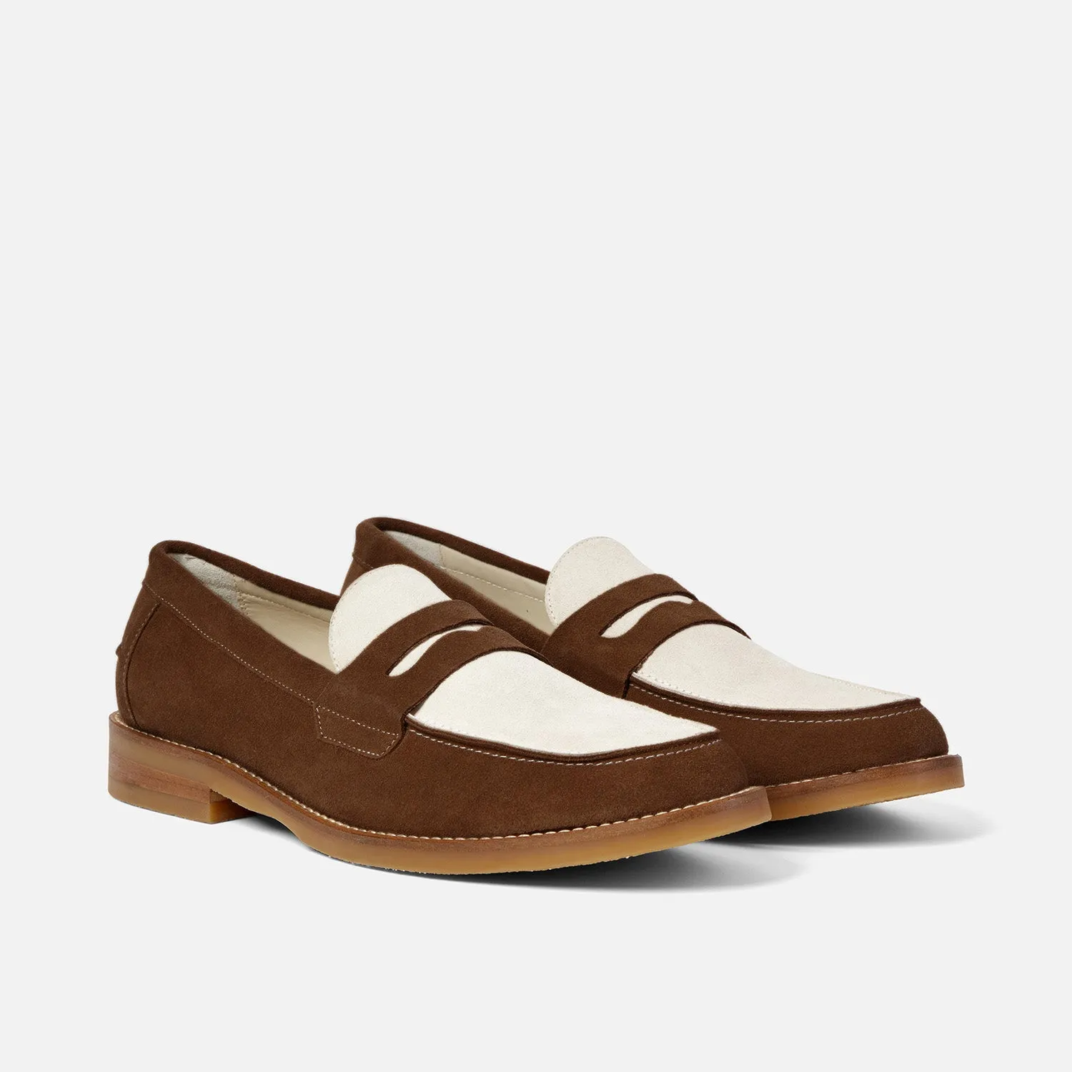 Wilde Chocolate + White Suede Penny Loafer - Men's sold by Duke + Dexter product image thumbnail 3