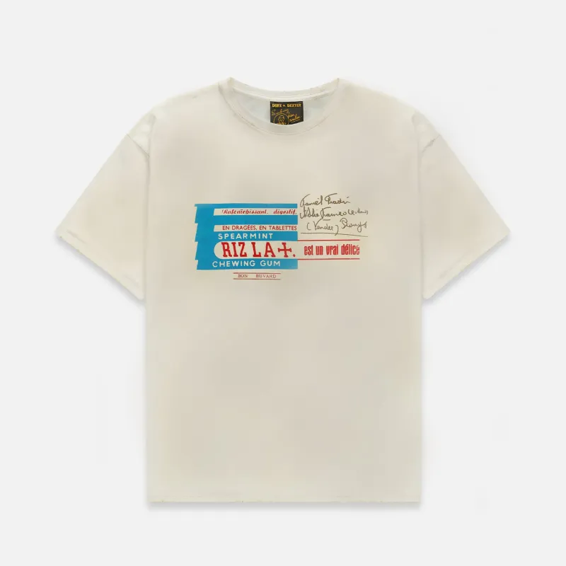 Rizla Gum Stained White T-Shirt sold by Duke + Dexter