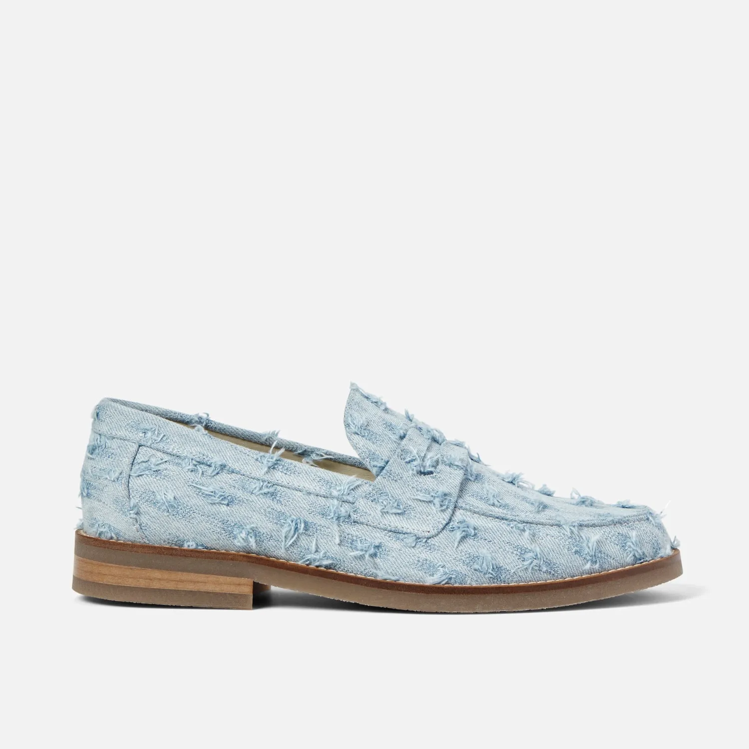 Wilde Blue Punched Denim Penny Loafer - Men's sold by Duke + Dexter