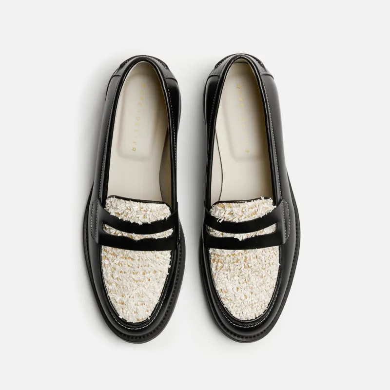 Wilde Black + White Habana Penny Loafer - Women's sold by Duke + Dexter