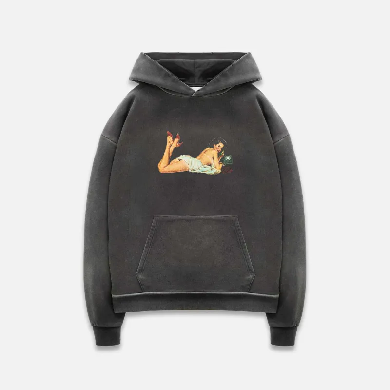 Pin Up Washed Black Hoodie sold by Duke + Dexter