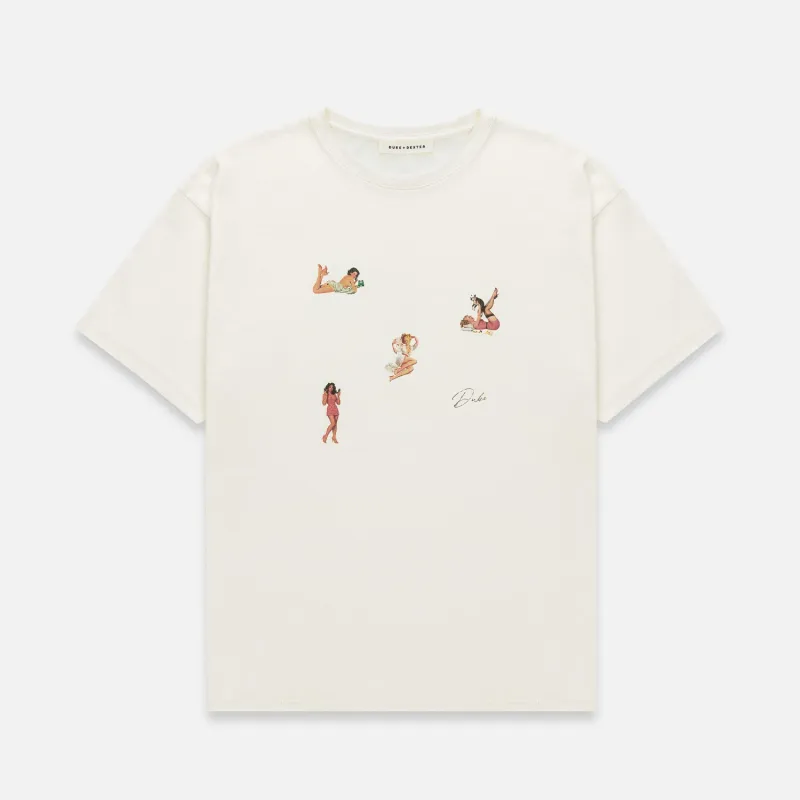 Pin Up III Vintage White T-Shirt sold by Duke + Dexter
