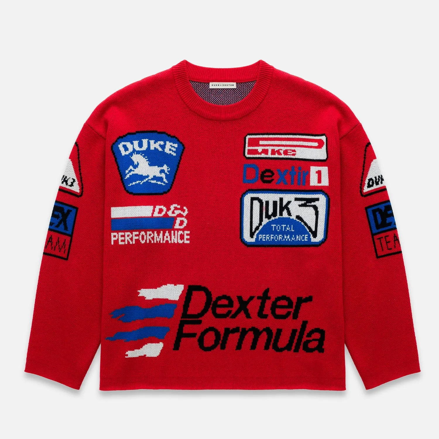 DR Sponsors Red Knitted Sweatshirt sold by Duke + Dexter