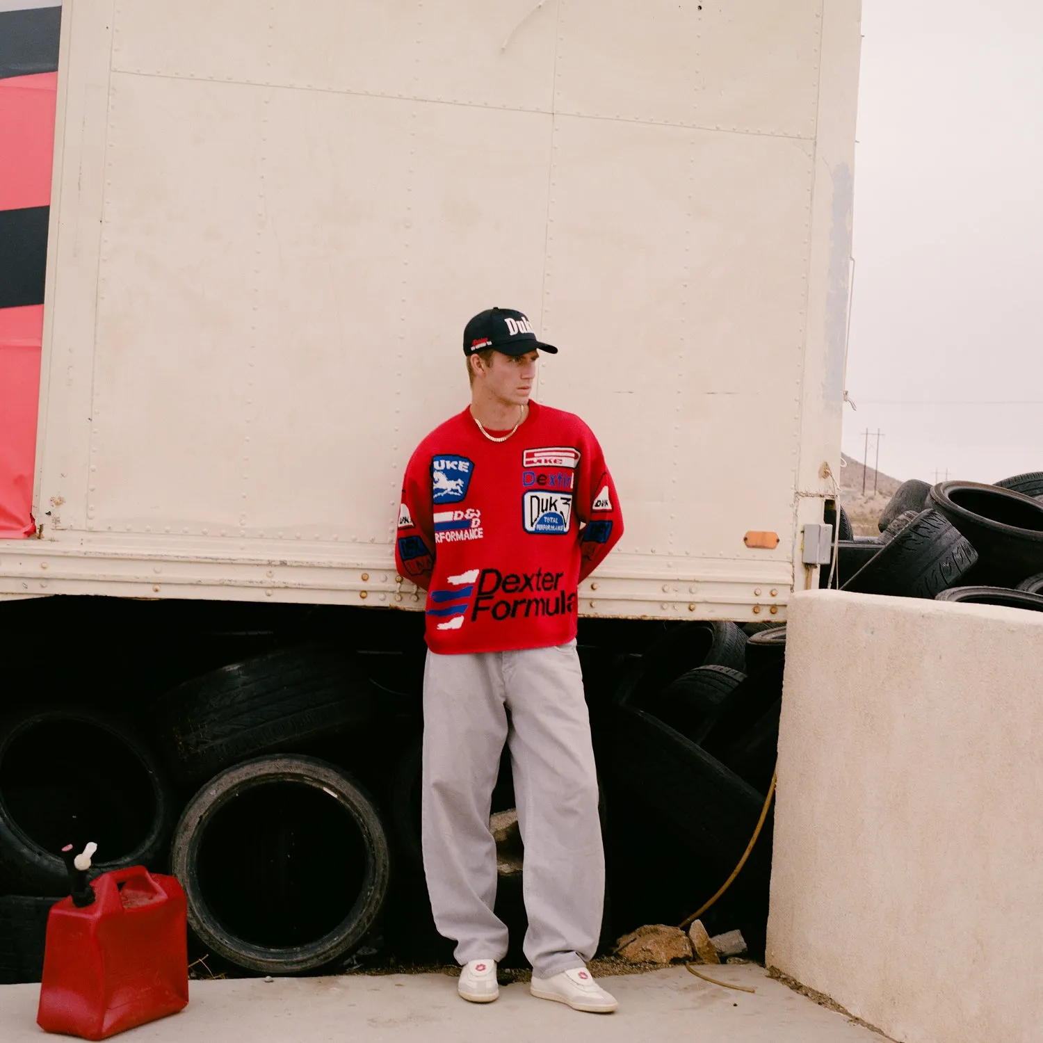 DR Sponsors Red Knitted Sweatshirt sold by Duke + Dexter product image thumbnail 2