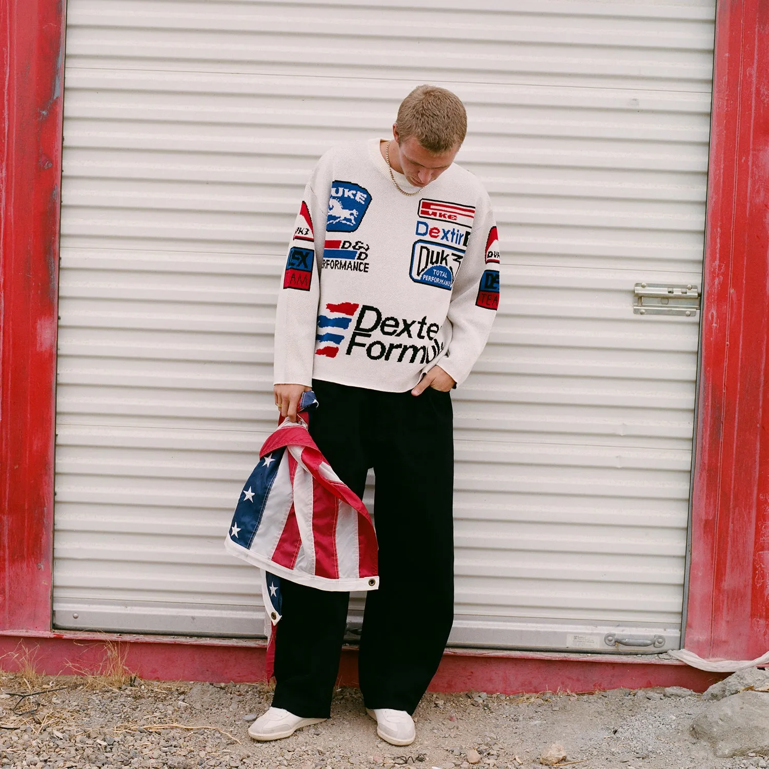 DR Sponsors Off-White Knitted Sweatshirt sold by Duke + Dexter product image thumbnail 2