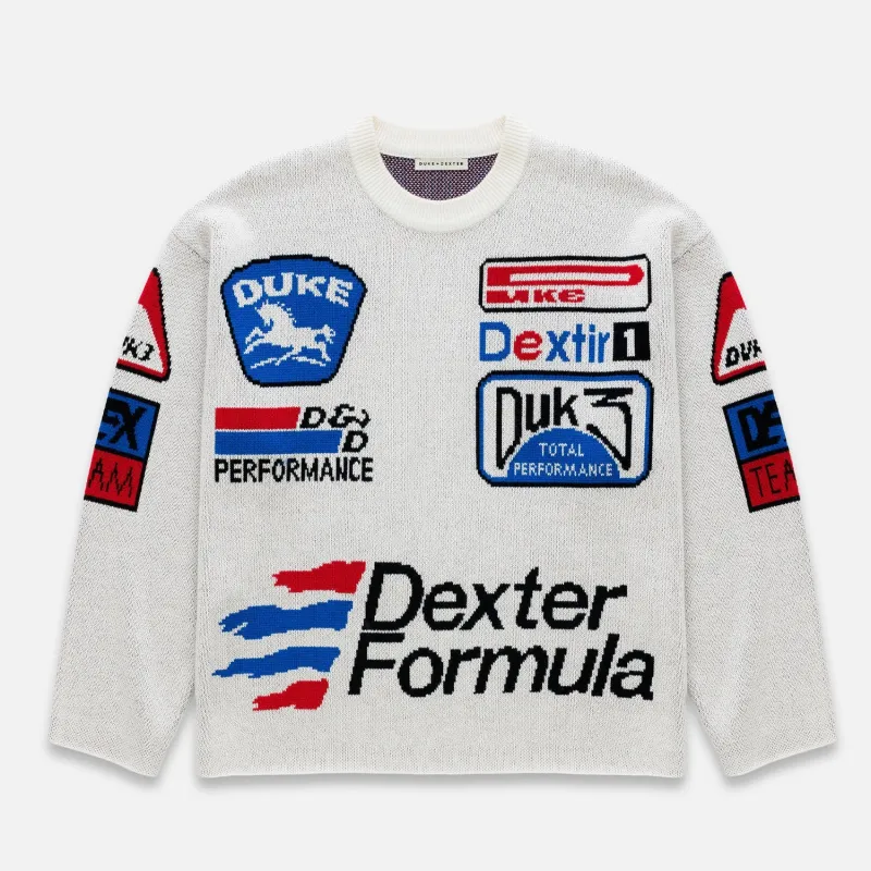 DR3 Sponsors Off-White Knitted Sweatshirt sold by Duke + Dexter