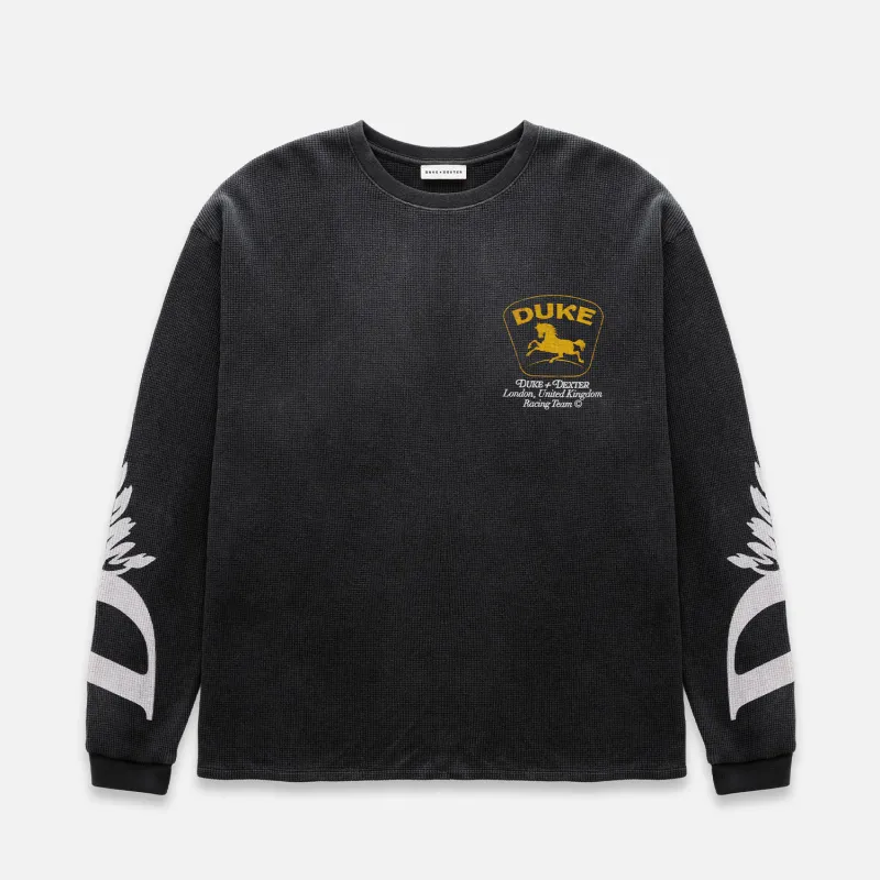 DR3 Sponsors Washed Black Waffle Top sold by Duke + Dexter
