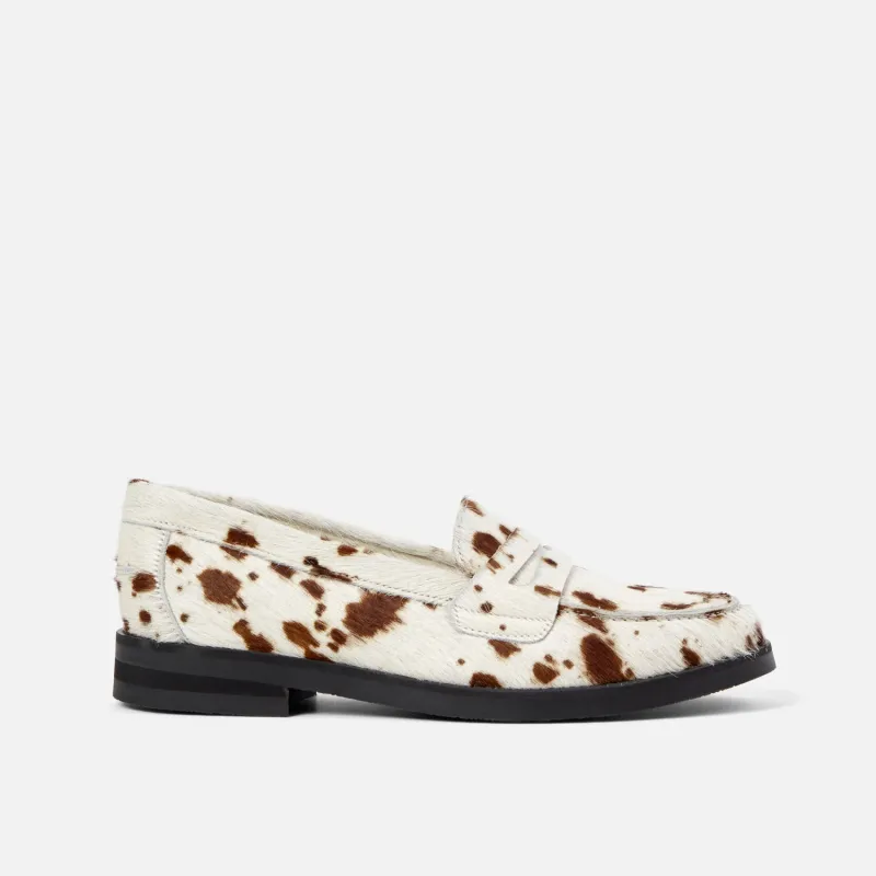 Wilde Brown Cow Pony Penny Loafer - Women's sold by Duke + Dexter