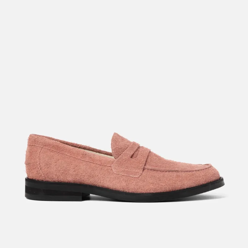 Wilde Hairy Pink Suede Penny Loafer - Men's sold by Duke + Dexter