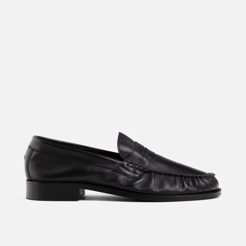 Ezra Black Tumbled Ruched Loafer - Men's made by Duke + Dexter