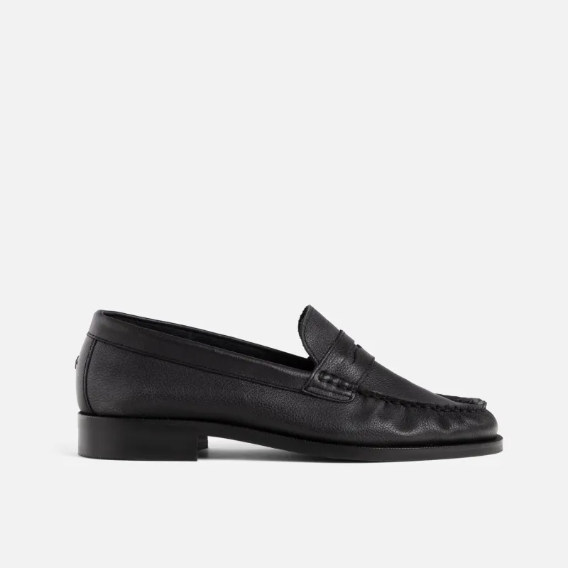 Ezra Black Pleated Penny Loafer - Women's sold by Duke + Dexter