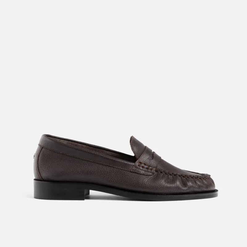 Ezra Chestnut Pebble Pleated Penny Loafer - Women's sold by Duke + Dexter