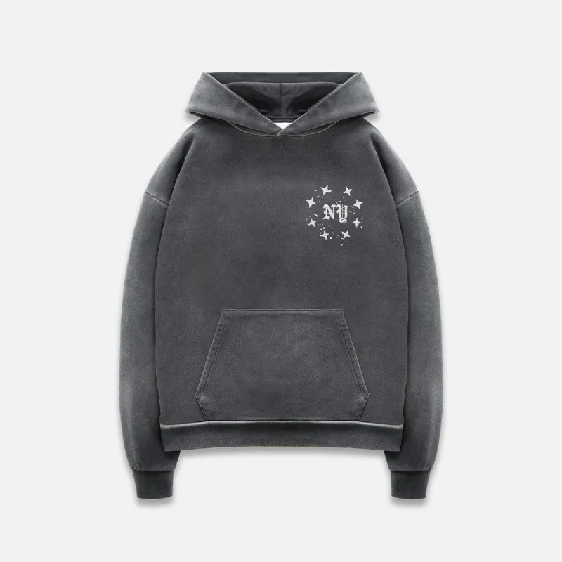NY Paint Splatter Washed Grey Hoodie made by Duke + Dexter