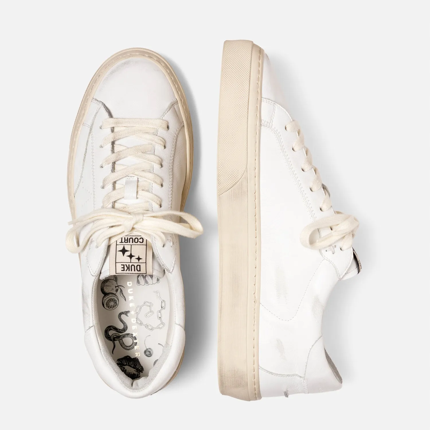 Plus Court White Distressed Sneaker - Men's sold by Duke + Dexter product image thumbnail 5