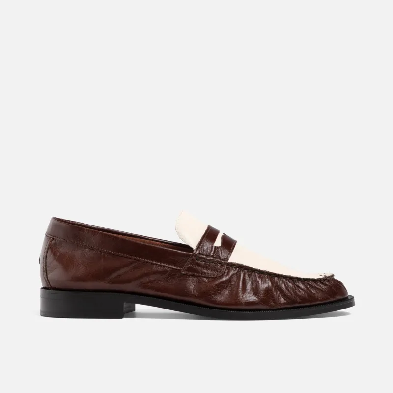 Ezra Chestnut + White Ruched Loafer - Men's made by Duke + Dexter