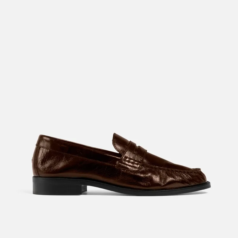 Ezra Chestnut Ruched Loafer - Women's made by Duke + Dexter