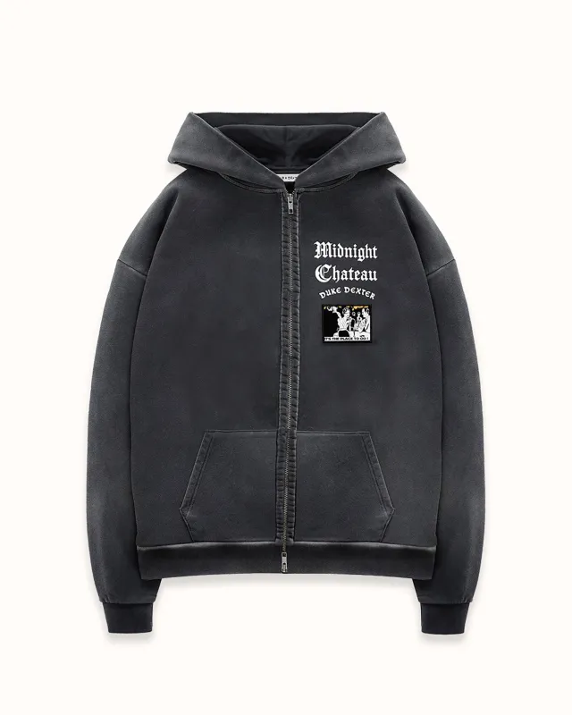 MC Washed Black Zip Hoodie made by Duke + Dexter