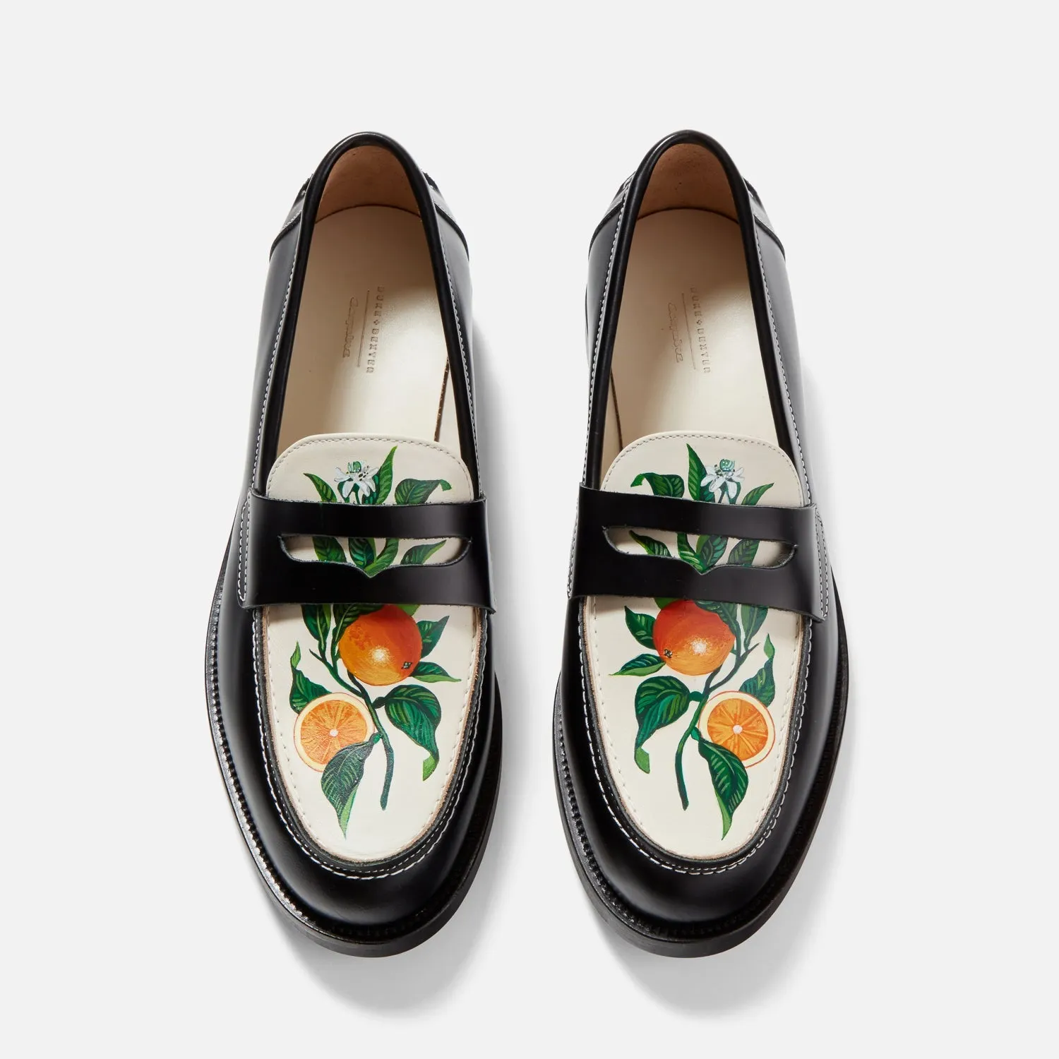 Wilde Hand-Painted Orange Penny Loafer - Men's sold by Duke + Dexter