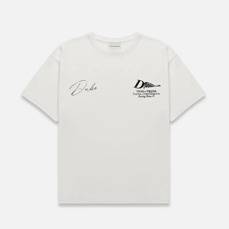DR1 Signature Racing Vintage White T-Shirt sold by Duke + Dexter