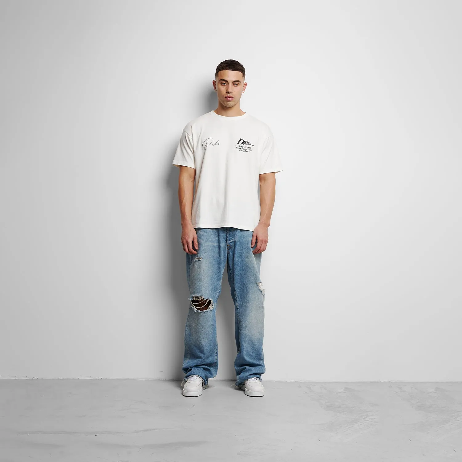 DR1 Signature Racing Vintage White T-Shirt sold by Duke + Dexter product image thumbnail 2