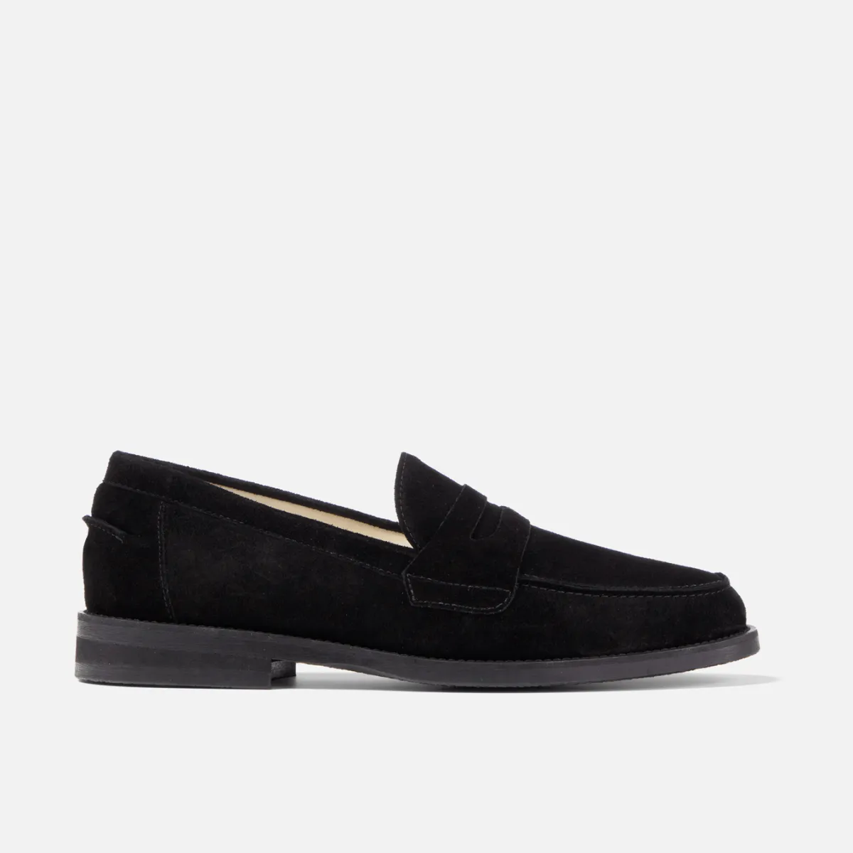 Wilde Black Suede Penny Loafer - Men's sold by Duke + Dexter