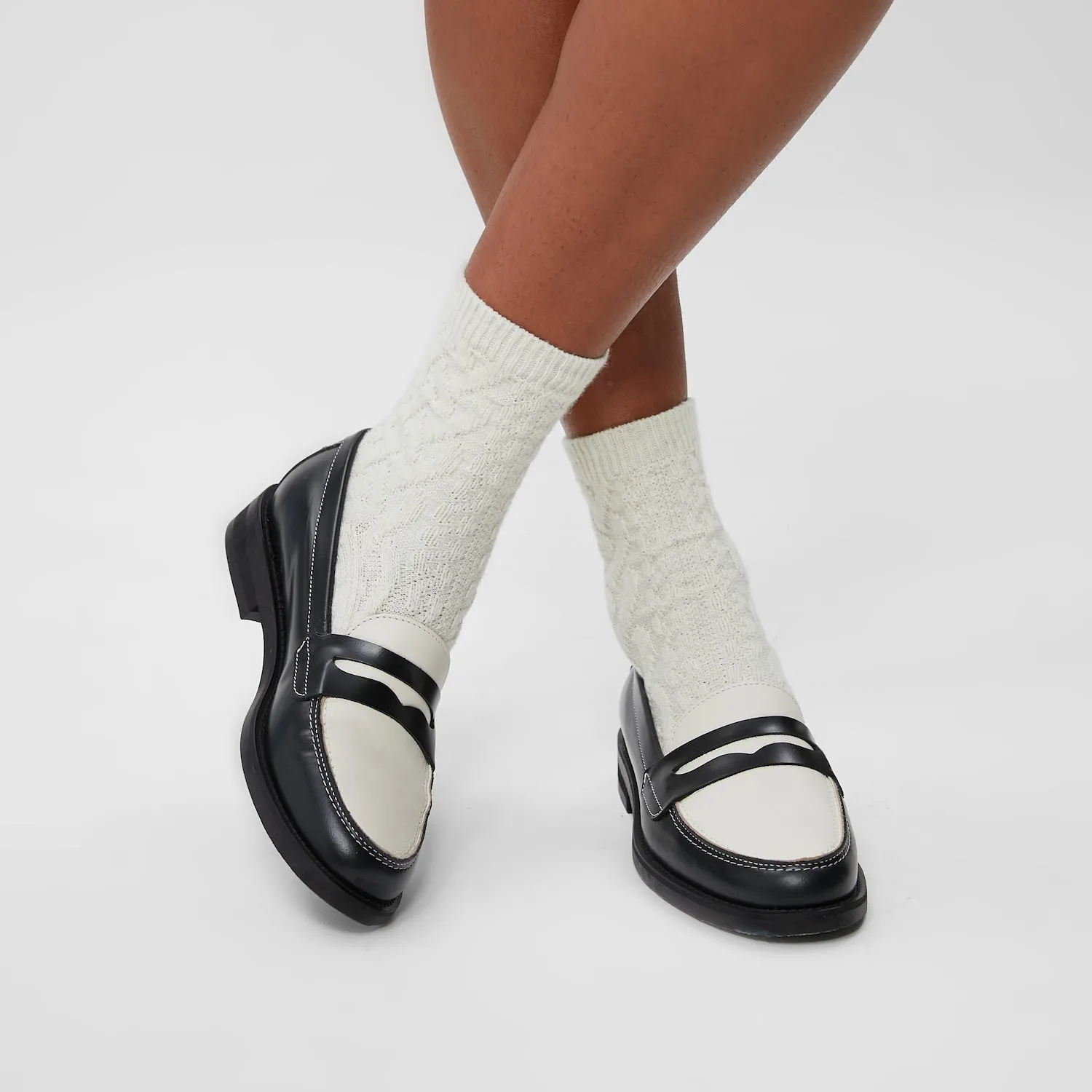 Wilde Black + White Penny Loafer - Women's sold by Duke + Dexter product image thumbnail 2