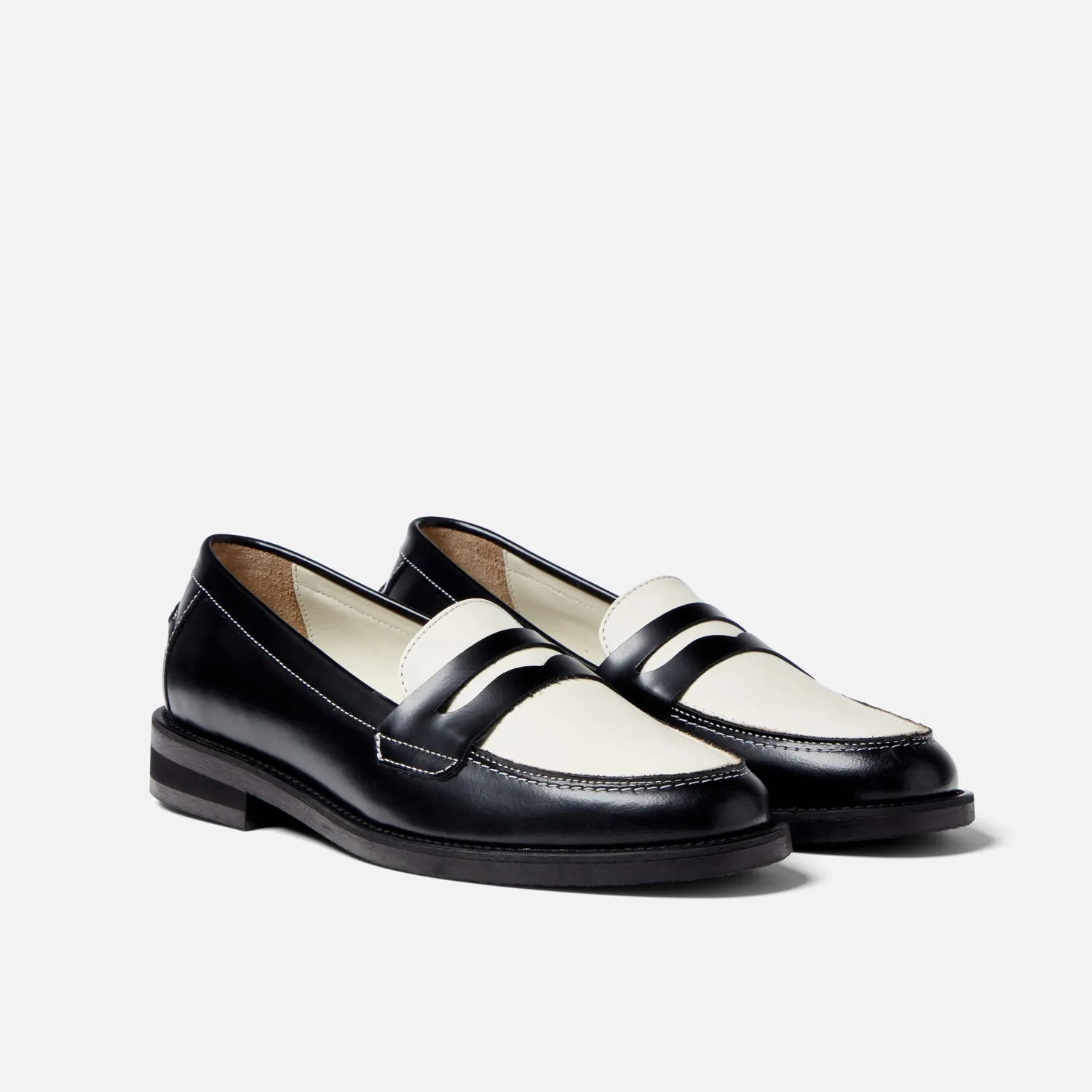 Wilde Black + White Penny Loafer - Women's sold by Duke + Dexter product image thumbnail 3
