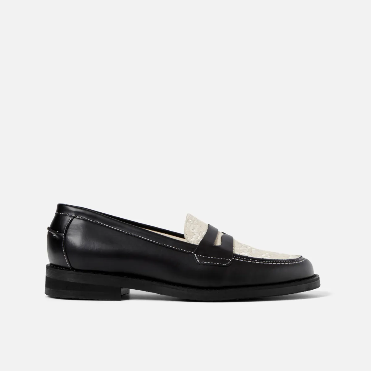 Wilde Black + White Vine Penny Loafer - Women's sold by Duke + Dexter product image thumbnail 4