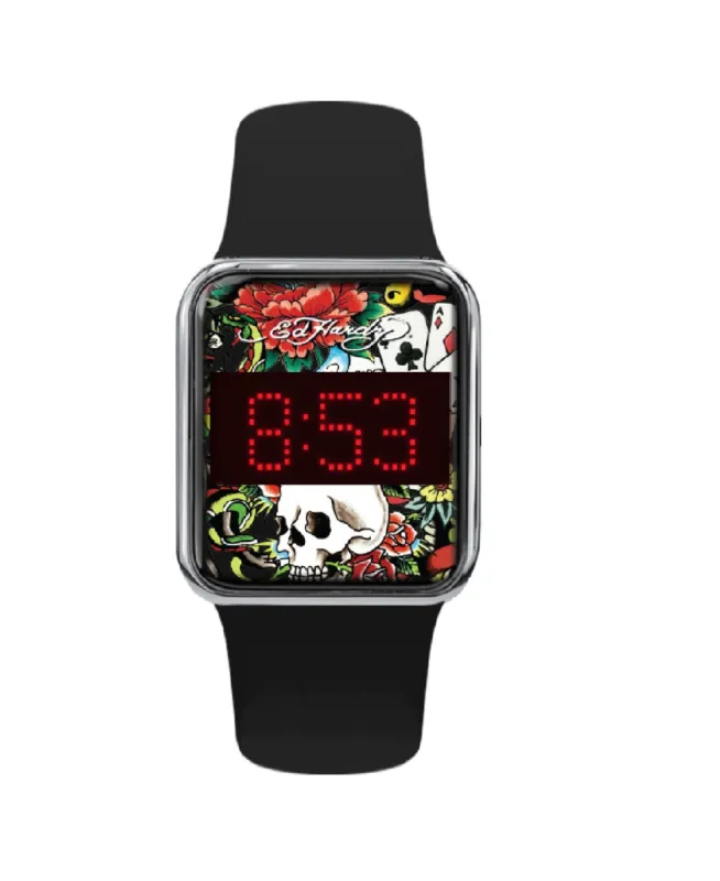 Ed Hardy Men's Matte Black Silicone Strap Watch 45mm sold by iTouch Wearables