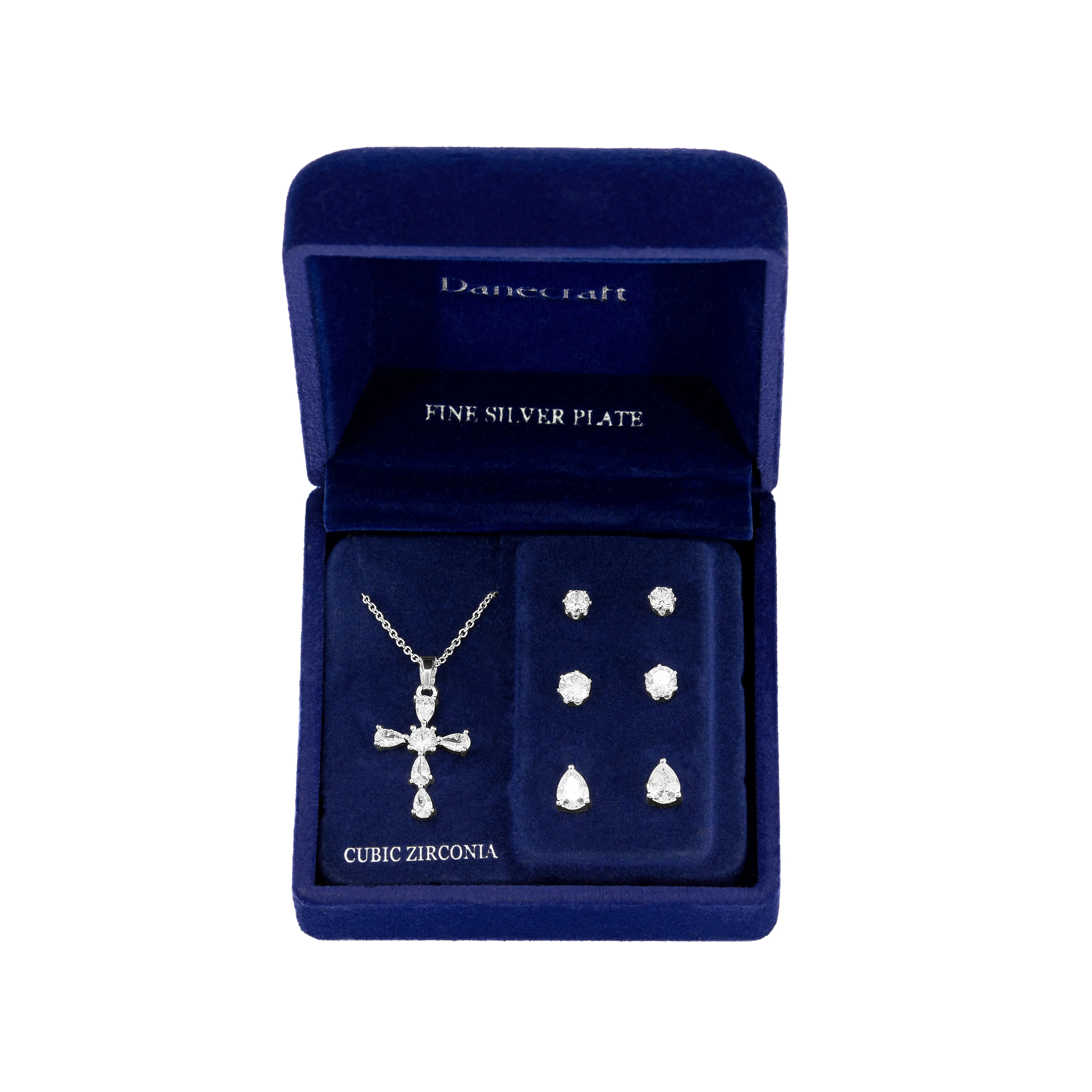 Danecraft Cubic Zirconia Cross Pendant Neckla ce & Earrings Set sold by iTouch Wearables product image thumbnail 5