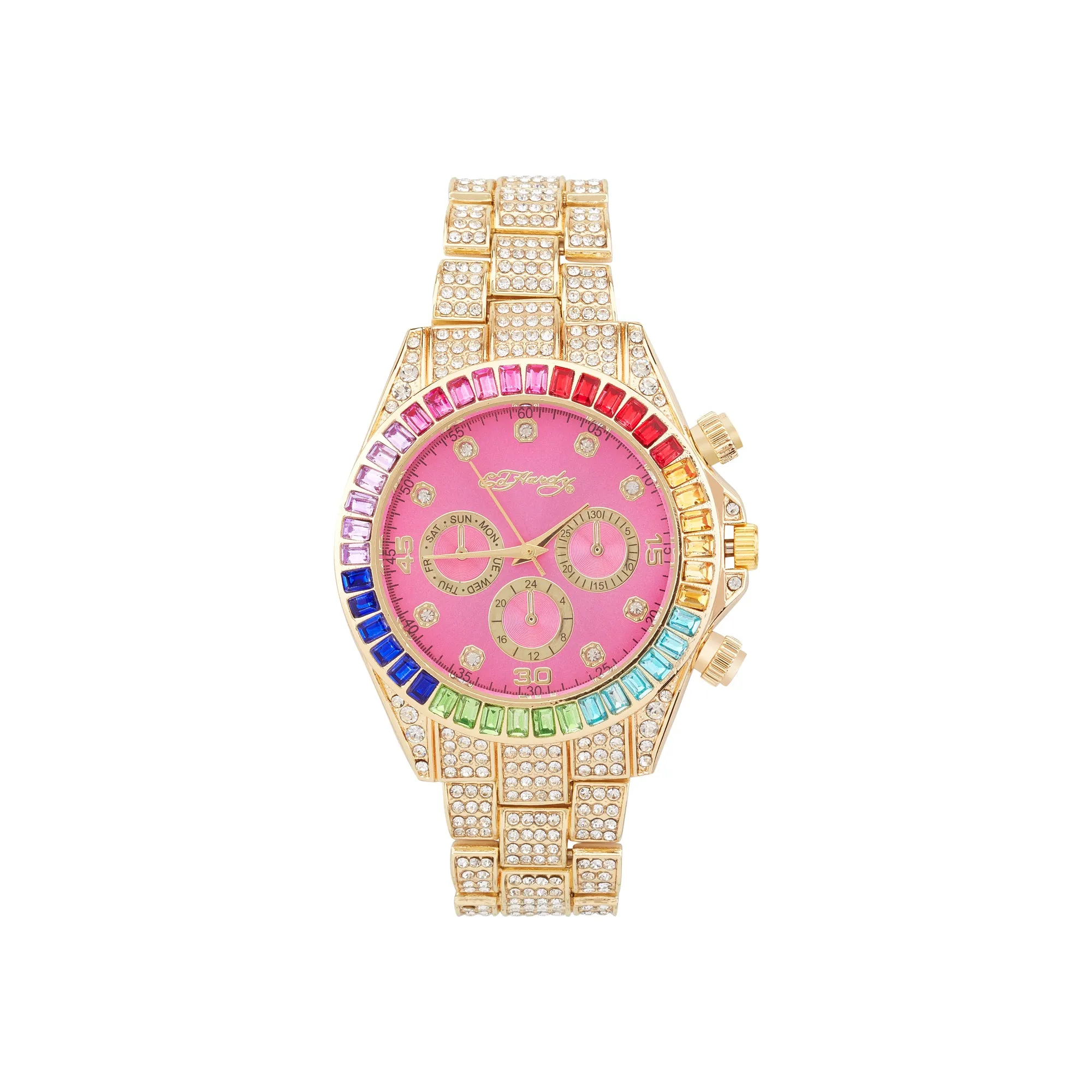 Ed Hardy Ladies Metal Fushia/Gold Plain Analog Watch sold by iTouch Wearables
