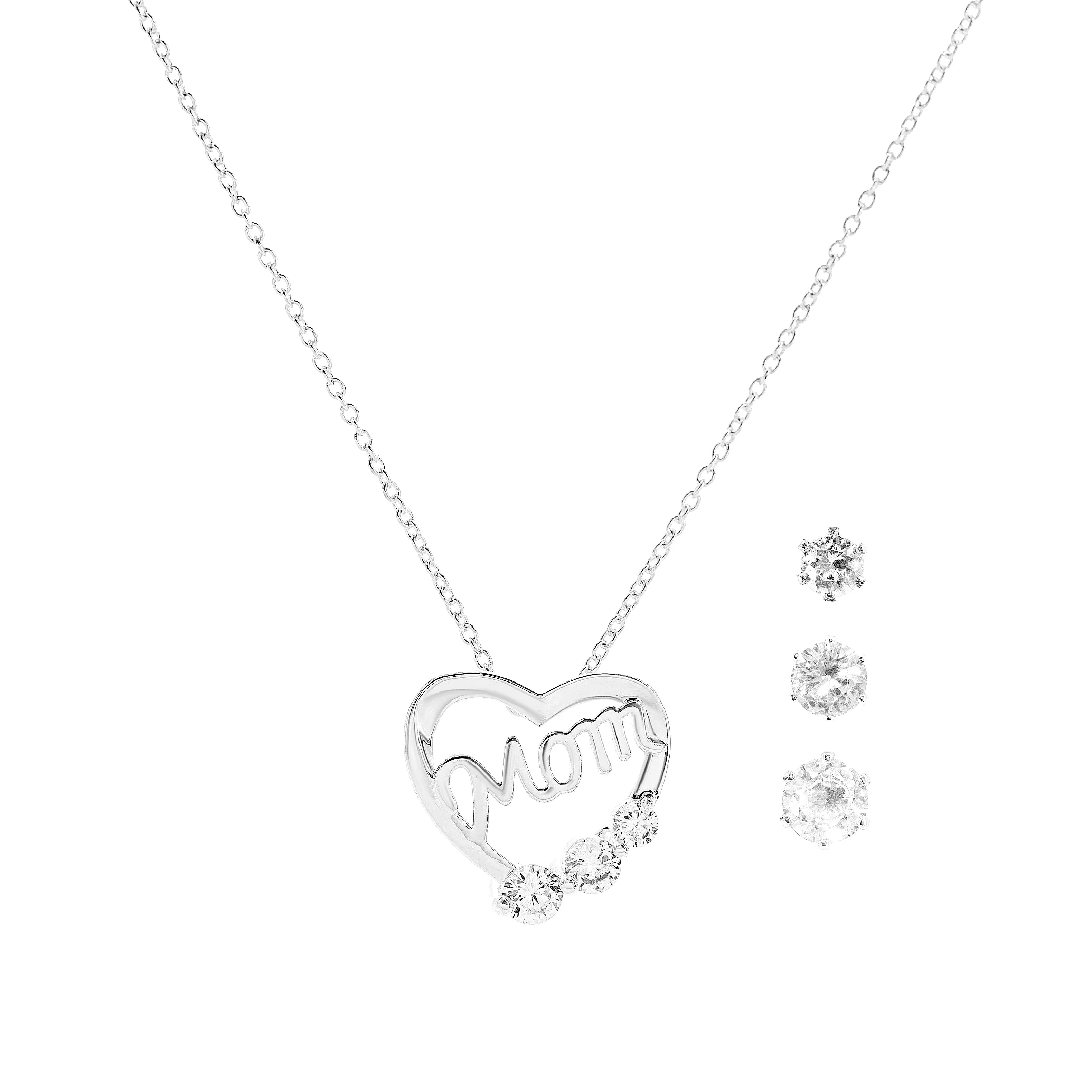 Danecraft Cubic Zirconia Heart Pendant Necklace & Earrings Set sold by iTouch Wearables