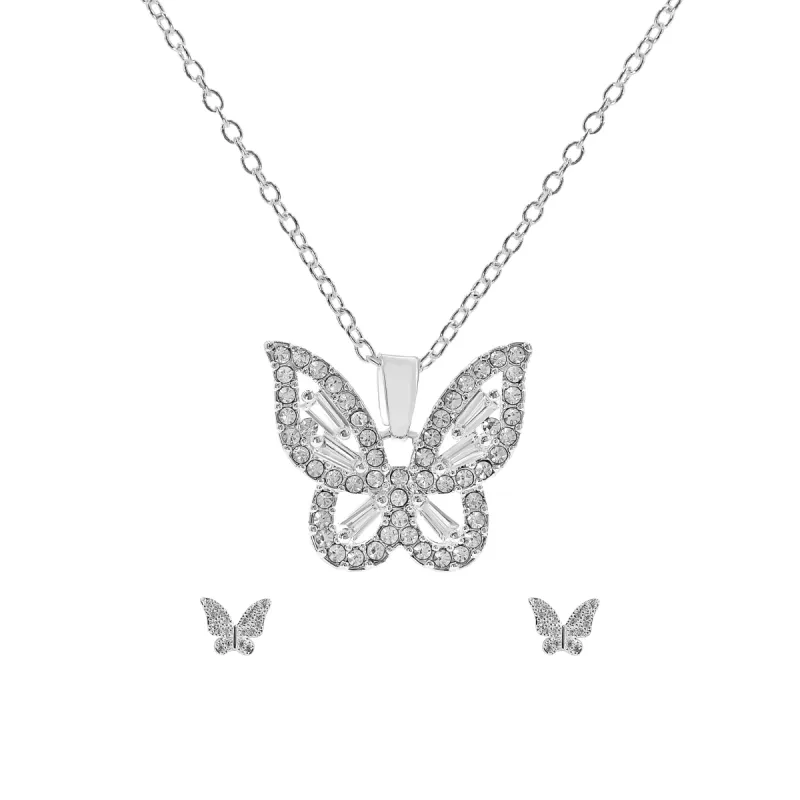 Danecraft Cubic Zirconia Butterfly Pendant Necklace & Earrings Set sold by iTouch Wearables