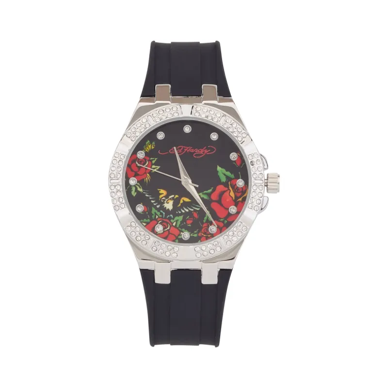 Ed Hardy Ladies Rubber Black/Black Plain Analog Watch sold by iTouch Wearables