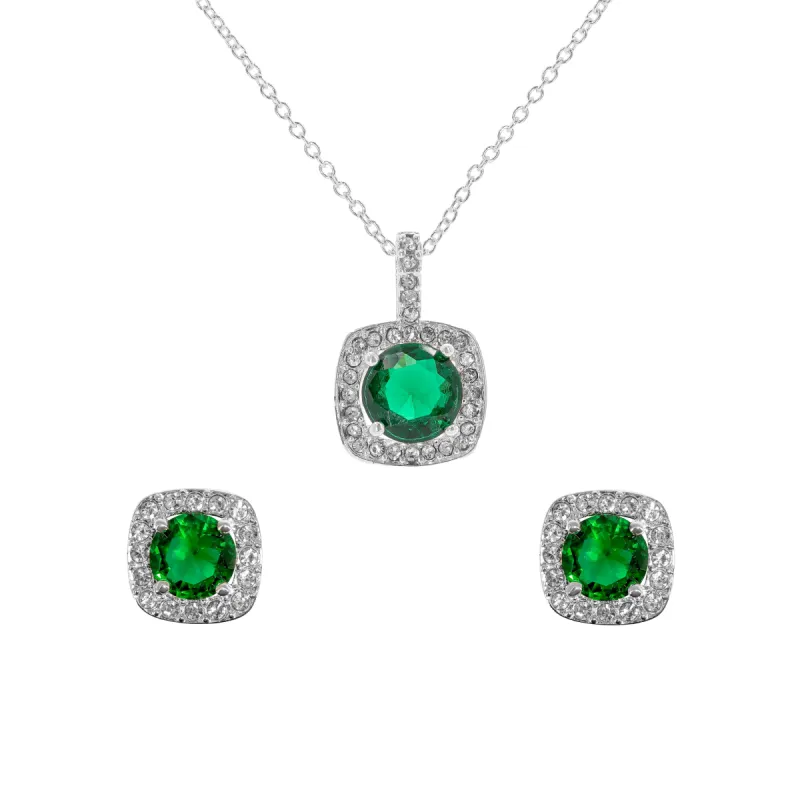 Danecraft Cubic Zirconia Cushoin Cut Pendant Necklace & Earrings Set sold by iTouch Wearables