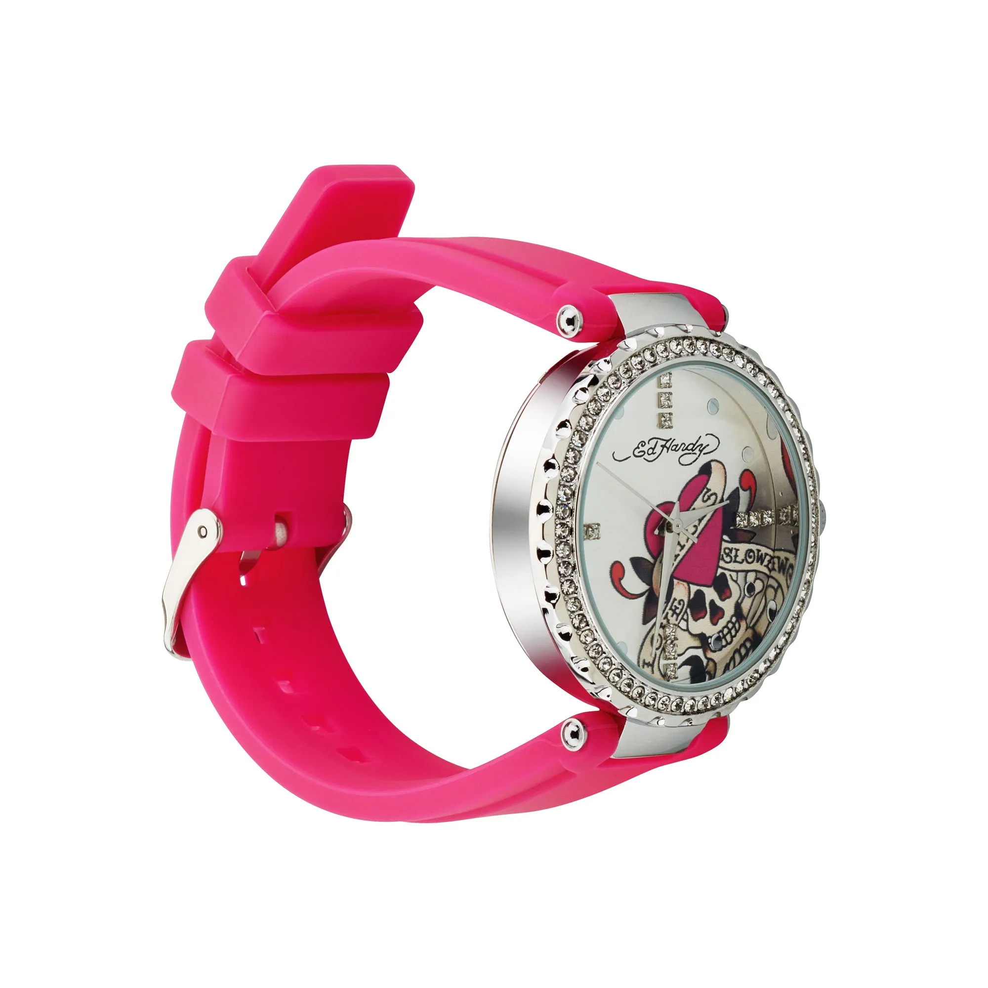 Ed Hardy Ladies Rubber Sliver/Fushia Plain Analog Watch sold by iTouch Wearables product image thumbnail 2